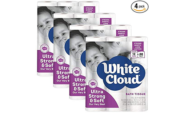 White Cloud 2 Ply Toilet Paper, 4 Pack