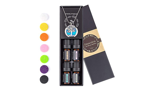 Faurora 4 Piece Essential Oil Necklace Gift Set
