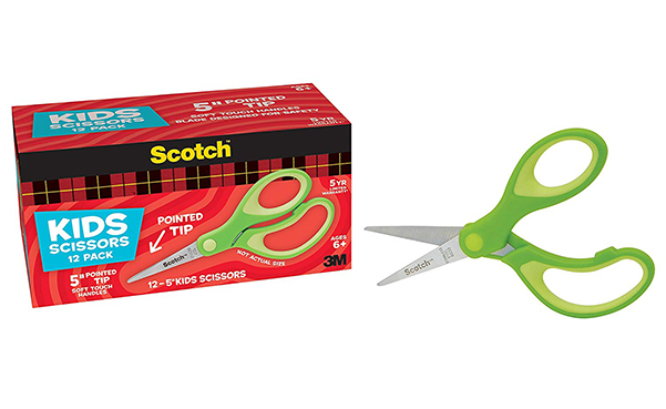 Scotch 5-Inch Soft Touch Kid Scissors, 12 Count