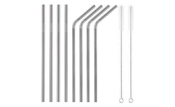 YIHONG Set of 8 Stainless Steel Metal Straws