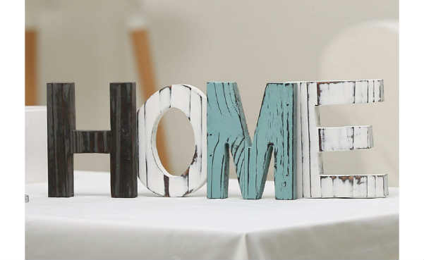 MyGift Rustic Wood Home Decorative Sign Standing Cutout Word Decor Multicolor