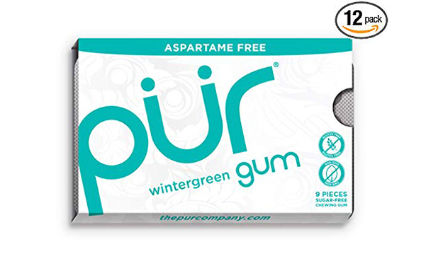 PUR Gum Aspartame Free Wintergreen, 12 Count