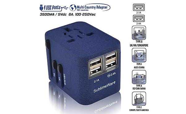 SublimeWare Power Plug Adapter with 4 USB Ports