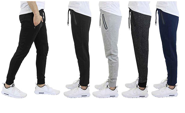 Men's French Terry Joggers, 4-Pack