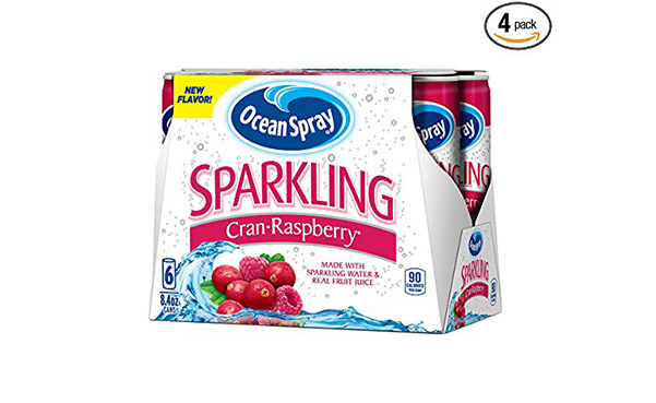 Ocean Spray Sparkling Juice, Cranberry Raspberry, 4 Pack