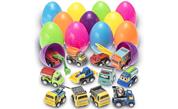 Prextex Toy Easter Eggs Filled with Construction Vehicles