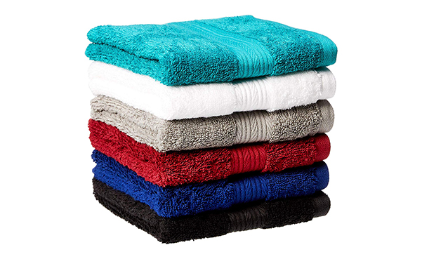 AmazonBasics Fade-Resistant Cotton Hand Towel, 6-Pack