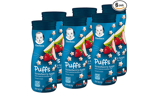 Gerber Puffs Cereal Snack, Strawberry Apple, 6 Count
