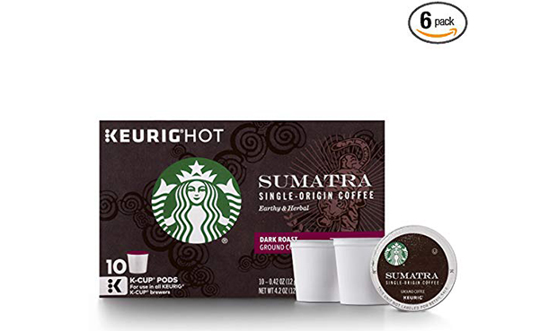 Starbucks Sumatra Dark Roast Single Cup Coffee, 6 Boxes