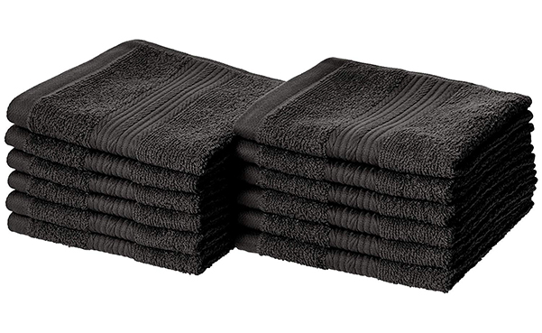 AmazonBasics Fade-Resistant Cotton Washcloth, 12-Pack