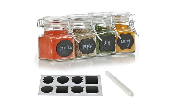 Clear Glass Spice Jar Container Set, 12 Pack