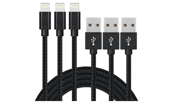 10-Foot Apple Braided Lightning Cables, 3-Pack