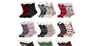 Women’s Sherpa Lined Non-skid Slipper Socks, 2-Pack