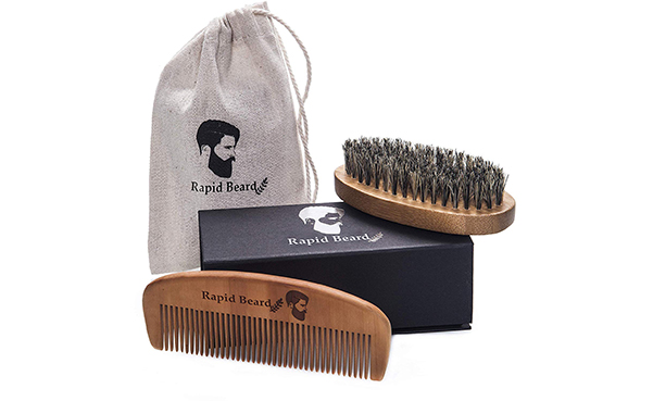 Beard Brush and Beard Comb Kit for Men
