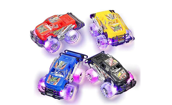 Light Up Monster Truck Set for Boys and Girls by ArtCreativity - Set Includes 2, 6 Inch Monster Trucks with Beautiful Flashing LED Tires - Push n Go Toy Cars Best Gift for Kids - for Ages 3+