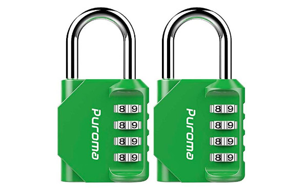 Puroma 2 Pack Combination Lock 4 Digit Padlock for School Gym Locker, Sports Locker, Fence, Toolbox, Case, Hasp Storage (Green)