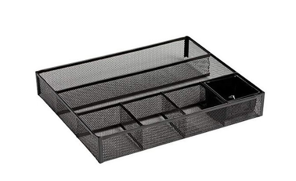 Rolodex Deep Desk Drawer Organizer, Metal Mesh, Black (22131) 11.75 inches long by 15.25 inches wide