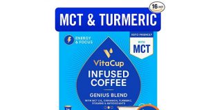 VitaCup Genius Coffee Pods | Energy & Focus | Keto | MCT, Turmeric & Cinnamon | Vitamins B1, B5, B6, B9, B12, D3 | Compatible with Single Serve K-Cup Brewers Including Keurig 2.0, 16 Count