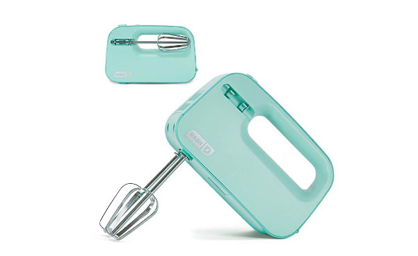 Dash SHM01DSBU Smart Store Compact Hand Mixer Electric for Whipping + Mixing Cookies, Brownies, Cakes, Dough, Batters, Meringues & More, 3 speed, Aqua