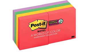 Post-it Super Sticky Notes, 2x Sticking Power, 2 in x 2 in, Marrakesh Collection, 8 Pads/Pack (622-8SSAN) (Color May Vary)