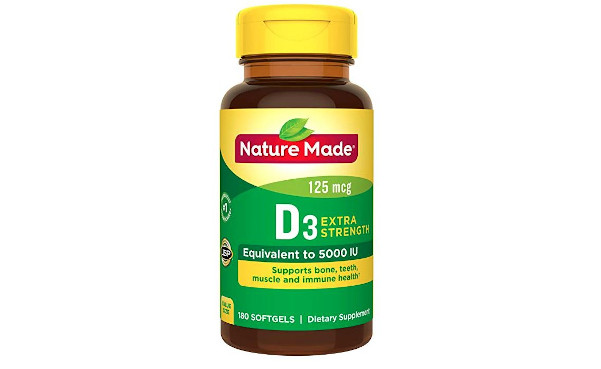 Nature Made Extra Strength Vitamin D3 5000 IU (125 mcg) Softgels, 180 Count for Bone Health† (Packaging May Vary)