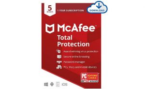 McAfee Total Protection, 5 Device, Antivirus Software, Internet Security, 1 Year Subscription- [Download Code] - 2020 Ready