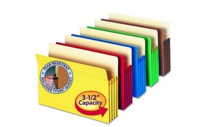 Smead File Pocket, Straight-Cut Tab, 3-1/2" Expansion, Letter Size, Assorted Colors, 5 per Pack (73892)