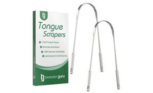 Tongue Scraper - Professional Stainless Steel Tongue Cleaner by Tweezer Guru - No Mold Buildup - Perfect Tool for Oral Hygiene - Eliminate Bad Breath with Your Very Own Tongue Sweeper Today (2-Pack)